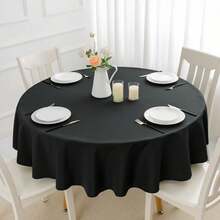 1pc Round Tablecloth - No Splicing, Multiple Size Options - Stain Resistant, Wrinkle-Free Polyester Tablecloth, Non-Fading, Tear-Resistant Decorative Fabric Tablecloth. Easy To Clean Heat-Resistant Tablecloth Suitable For Buffet, Dining Table, Coffee Table, Party, Birthday, Cafe, Banquet, Picnic, Camping, Barbecue, Indoor, Outdoor And Daily Use. - Multicolor - View 15