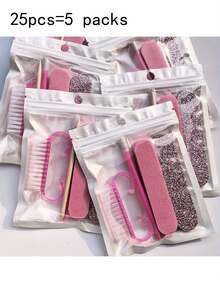 一套一次性美甲工具 - 包括木质角质层推棒、迷你指甲锉、指甲抛光块、双面抛光块和指甲刷，小巧便携的美甲工具套装 | 一次性美甲工具，送给朋友、女性的礼物，情人节佳品 - 多色 - 查看 9