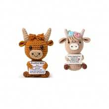 1件针织高地牛，趣味可爱积极向上的钩针编织励志玩偶，附赠正能量卡片，是送给朋友、家人和聚会的鼓舞人心的针织玩具礼物…… - 彩色 - 查看 1