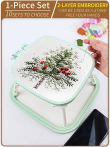 1pc Double-Layer Embroidery Frame Desk-Top DIY Handmade Embroidery Hoop, Made Of High-End ABS Material, Stable Placement, Convenient Embroidery, Groove Design Keeps Fabric Taut And Uniform, Smooth Surface - A - View 13