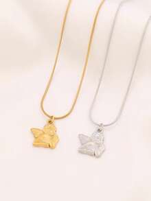 1件装不锈钢天使吊坠项链，女士时尚精致18K镀金饰品，项链项链 - 項鍊 - 查看 6