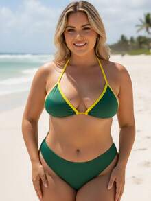 Biquíni Plus Size Asa Delta Fio Dental Verde e Amarelo Copa Biquini Do Brazil - VERDE E AMARELO - Visão 3