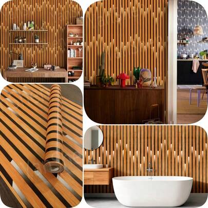 1 Roll Wood Grain Removable Wallpaper, PVC Vintage Brick Peel And Stick Wallpaper For Hotel, Office, Cafe, Home Decor, Furniture Renovation, Waterproof, Easy To Install DIY, 17.7inX39.3in/118.1in/196.8in