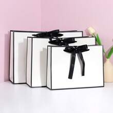12pcs Gift Paper Bags With Bow Handle, Suitable For Festivals, Parties, Retail Packaging - Paper Bags - View 3