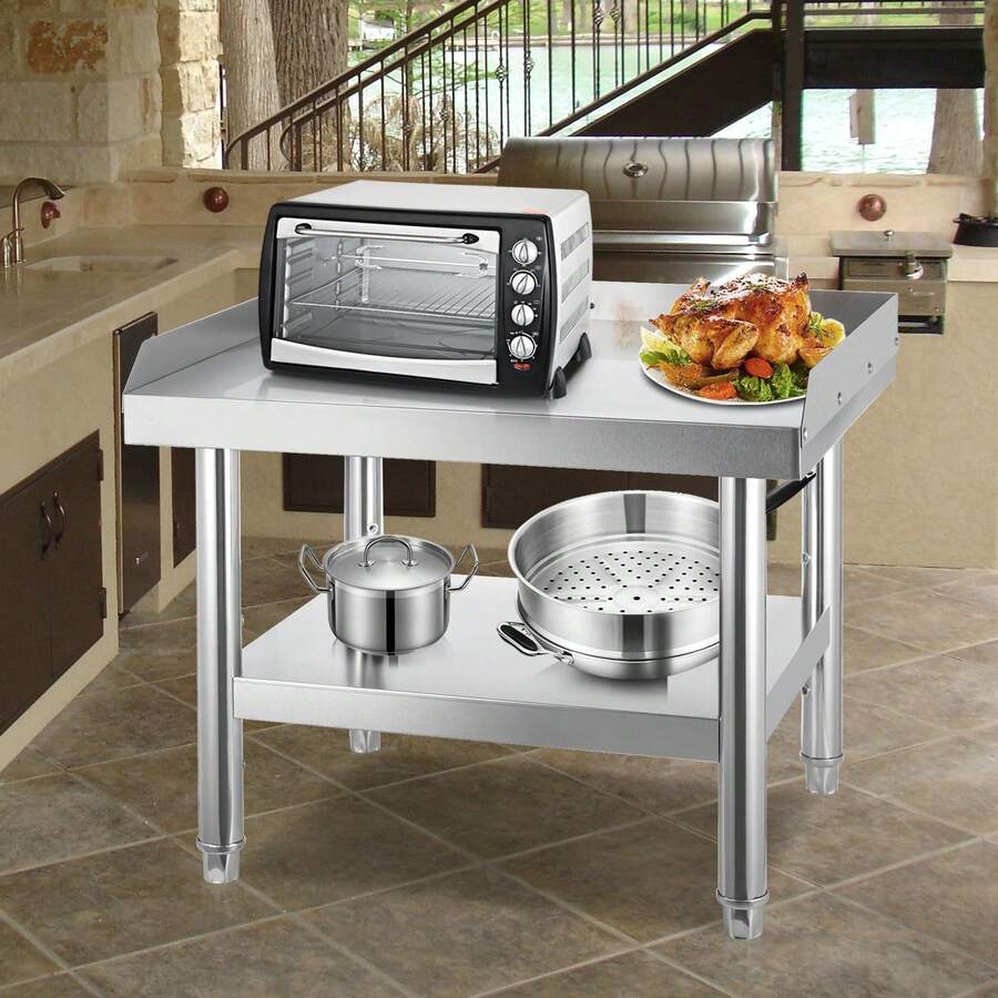 Stainless Steel Equipment Grill Stand 24 X 24 X 24 Inches 24 X 28 X 24 Inches 36 X 30 X 24 Inches 48 X 30 X 24 Inches 60x30x24 Inches Stainless Table, Grill Stand Table With Adjustable Storage Undershelf, Equipment Stand Grill Table For Hotel, Home, Restaurant Kitchen - 24 x 28 x 24 inch - Xem 1