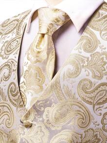 Bộ vest nam dự tiệc, dạ hội, in họa tiết paisley vàng, kèm cà vạt, khăn quàng cổ và khuy cài. - Rượu sâm banh - Xem 5