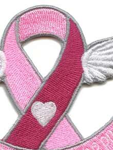 1PC In October We Wear Pink Patch Breast Cancer Ribbon Embroidered Iron On - Multicolor - View 5