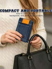 1pc Foldable Blue Denim Mini Wallet Jeans Style With Two Back Pockets, Card Holder Coin Purse Unisex, Novelty Gift For Men Women - View 4