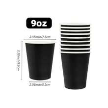 10/20/50/90个装一次性黑色派对纸杯，9盎司纸杯，饮料杯，冷饮杯，咖啡杯，水杯，茶杯，适用于生日派对、婚礼、返校季、母亲节等场合。 - 彩色 - 查看 8