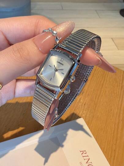 LIANDU 1件女士时尚简约腕表，采用轻盈奢华的不锈钢表带，适合日常佩戴、派对和商务场合，是节日或周年纪念日送给她的理想礼物。