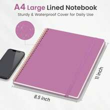 Taja Spiral Lined Notebook, 8.5"X11" Notebooks For Work, Large A4 Journal For Women &Amp; Men, College Ruled Journaling Notebook For Writing, Plastic Cover Spiral Journal, Purple - Màu A - Xem 5