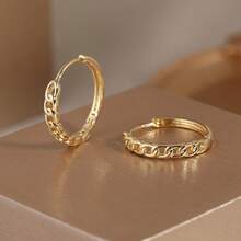 Women's Gold Earrings, Delicate Minimalist Design Jewelry, Classic Versatile, Fashionable Gift - Gold - View 4