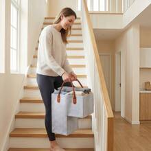 Foldable Stair Basket With Durable Handle, Suitable For Carpeted Stairs, Can Be Used To Store Clothes, Books, Laptops, Durable Stair Step Basket, Foldable, Suitable For Home Storage, Christmas And Halloween Gifts - 彩色 - 查看 7
