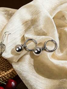 1对18K镀金不锈钢耳环，镂空几何球形吊坠，简约设计，适合日常佩戴 - 球形耳環 - 查看 5