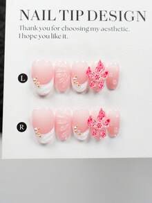 10 krótkich, ręcznie robionych naklejek na paznokcie, elegancki, czysty styl, słodka dziewczęca sztuka zdobienia paznokci, krótki owalny kształt, wybielające naklejki na paznokcie, wielokrotnego użytku akrylowe naklejki na paznokcie, zawiera 1 mini pilniczek do paznokci i 1 samoprzylepną etykietę - Wielokolorowe - Zobacz 10