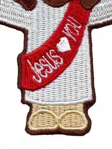 1pc Jesus Loves You Patch Chibi Religious Christian Embroidered Iron On - Multicolor - View 5
