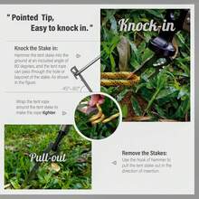 28cm Stainless Steel Tent Stakes, Canopy Fixing Poles, Extra Long & Thick, High Hardness, Suitable For Camping & Mountaineering - Tent Pegs - View 3