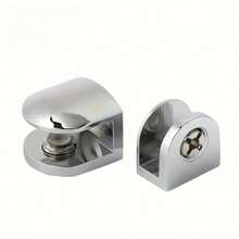 4pcs Stainless Steel Glass Shelf Brackets, Reinforced Adjustable Glass Holders, Silver Bathroom Clamps - 4pcs - View 3