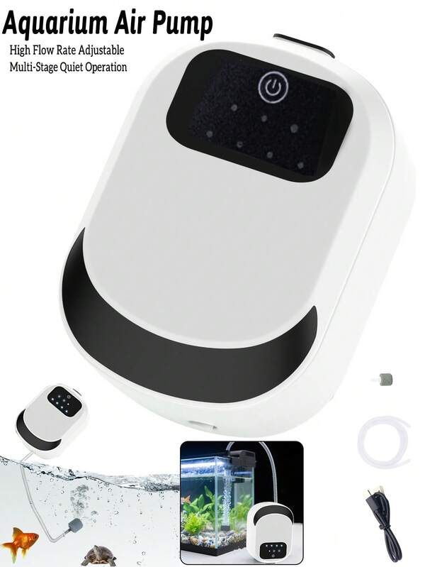 USB Portable Fish Tank Oxygen Pump, Adjustable Air Flow High Power Aerator With Exhaust Valve, Super Quiet Dual-Use Fish Tank Aerator Pump