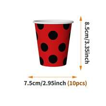 Assiettes jetables à base rouge et points noirs, serviettes, gobelets - Set de fournitures jetables pour une seule fois, convient pour 10 invités. Assiettes en papier jetables, vaisselle de fête pour anniversaire, mariage, fête à thème, pique-nique en famille - Style 1 - Voir 10