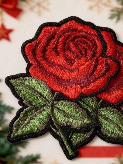 Embroidered Rose Patch, Clothing Accessory DIY, Iron-On Fabric Applique, Suitable For DIY Truck Driver Hats, Fashion Shoes, Clothing, Bags And Hats Decoration, Heat Transfer Craft Art And Gifts. Cute Embroidered Patch.