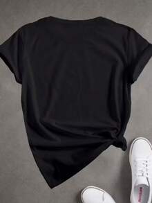Camiseta Básica Casual Manga Curta Copa do Mundo Futebol Brasileiro Estampa Delicada Unissex Moda Verão 100% Algodão - Preto - Visão 2