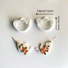 2pcs Polymer Clay Cutter Set, Includes Tea Cup & Teapot Shaped Cutters Suitable For Making Earrings, Dangle Earrings Clay Cutting Molds, Polymer Clay Tools - White - View 8