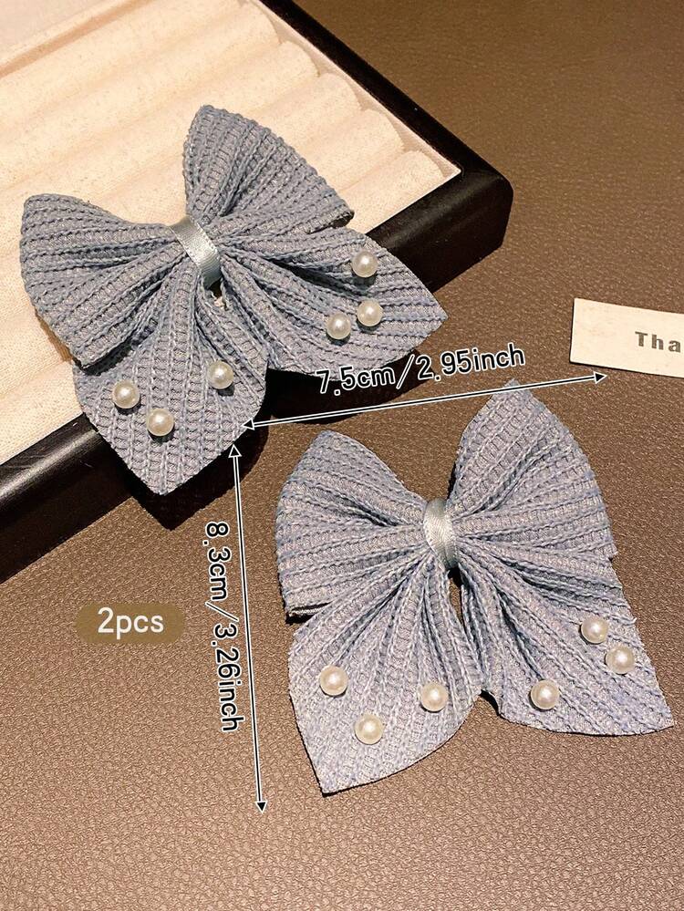 2 chiếc kẹp tóc hình nơ dễ thương thời trang, thích hợp sử dụng hàng ngày. - Xám - Xem 6