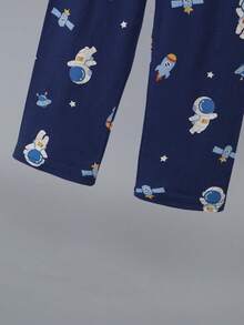6pcs/Set Boys' Thin Short Sleeve Pants Pajamas, Cartoon Astronaut & Dinosaur Print Casual Homewear Set, Spring/Summer - Multicolor - View 4