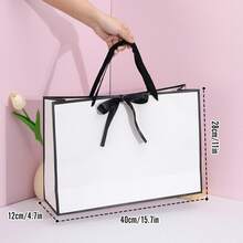 12pcs Gift Paper Bags With Bow Handle, Suitable For Festivals, Parties, Retail Packaging - Paper Bags - View 5