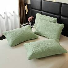 3-Piece Set Double-Sided Embossed Bedspread (1 Bedspread, 2 Random Pillowcases, No Pillow Inserts), High-End & Elegant; Suitable For Hotels, Guest Rooms, Bedrooms, Super Soft, All-Season - Pastel Green - View 6