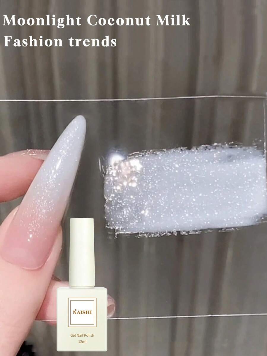 1瓶/12毫升 爆款闪亮月光椰奶美甲凝胶 – 2026新款细闪粉闪亮凝胶，专为美甲和UV光疗凝胶设计。套装包含美甲设计工具，兼容LED灯、UV底胶和封层，可达到美甲修复效果。持久长达28天。 - 彩色 - 查看 1