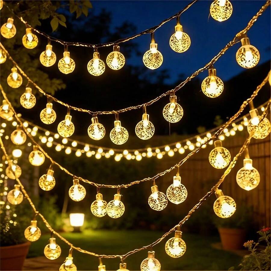 1 pieza Tira de luces de bola de burbujas LED con batería, fácil instalación y fiable, adecuada para bodas, cumpleaños, festivales, patios exteriores, campamentos, iluminación decorativa, regalos del Día de San Valentín, esencial para la decoración de locales, aplicable para la decoración del Ramadán, regalos del Eid Al-Fitr, linternas del Ramadán, decoración del Eid Al-Fitr, Eid Mubarak y todo el mes del Iluminación - Multicolor - Ver 1