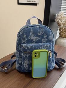 Minimalist Niche Design Casual Versatile Women Mini Backpack - Navy Blue - View 4