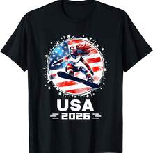Equipo de EE. UU. 2026 Snowboarding Una bandera Wo Camiseta de snowboarding - Negro - Ver 1