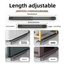 New Movable Roller Pedestal For Refrigerator & Washing Machine, Universal Adjustable Storage Rack Stand - Grey - View 4