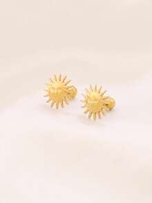 1 par de pendientes de tuerca de acero inoxidable con diseño de mini sol para mujer, joyería impermeable para perforación de cartílago y trago de la oreja - pendientes - Ver 8