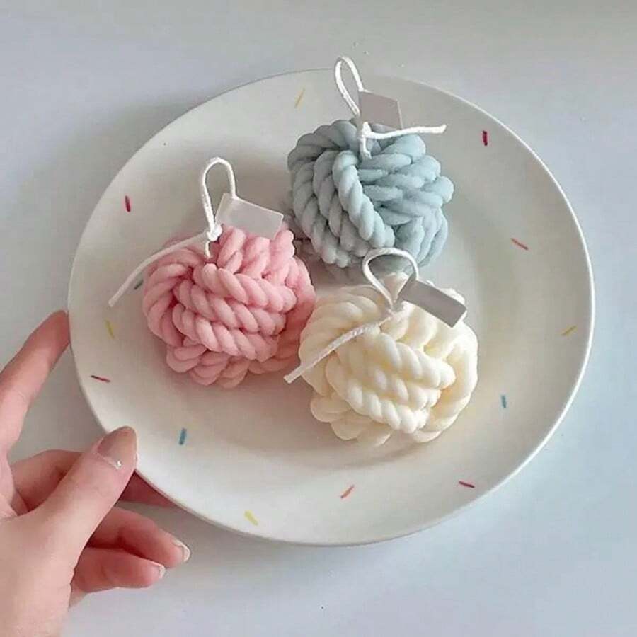 Yarn Ball Shaped Silicone Candle/Soap Mold, DIY Handmade Wax Melts, Reusable High Temperature Resistant Decor Mold - A-White - View 1
