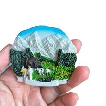 6.5cm (Approx. 2.56 Inches) 3D Resin Magnetic Fridge Magnet, Snowy Mountain Ranch Landscape, Travel Souvenir Decor - one-size - View 3