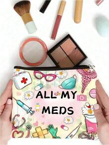 ALL MY MEDS 医疗元素化妆包 - 创意女性礼物，旅行收纳包 - 彩色 - 查看 3