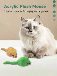 Soft Interactive Plush Mouse Cat Toy - Cute Acrylic Pet Toy For Kitten & Cat Entertainment - Multicolor - View 6