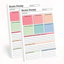 1/2pcs Brain Dump Tear-Off To-Do List Notebook | A5 Daily Planner Journal, High-Performance Organizer, Minimalist Notebook Planning Tool With Dated Pages And Smooth Paper - Multicolor - View 9
