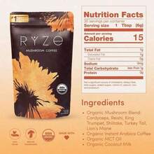 Mushroom Coffee – USDA Organic Instant Coffee With 6 Adaptogenic Mushrooms (Cordyceps, Lion's Mane, Turkey Tail) & MCT Oil – Energy,, Digestion & Immunity – 30 Servings, Made In USA - 1 Pack - 查看 8