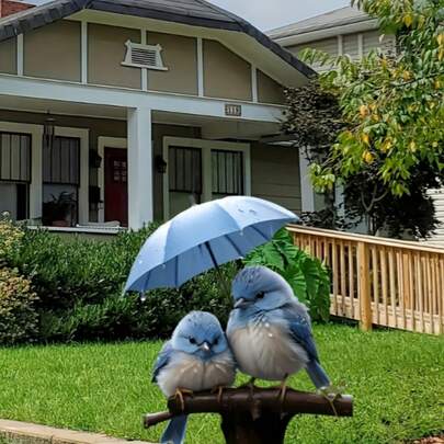 2D Flat, 1pc Charming Bluebirds With Umbrella Acrylic Garden Stake - 2D Flat Multifunctional Outdoor Decoration, Perfect For Lawn, Flower Pot & Patio, Ideal Yard Art Gift, No Electricity Required, Bird Decor