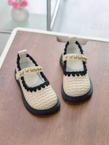 1 Pair Girls' Popular Loafers, New Arrival Autumn, British Style Children's Slip-On Soft Bottom Anti-Slip Moccasins, - White - View 1