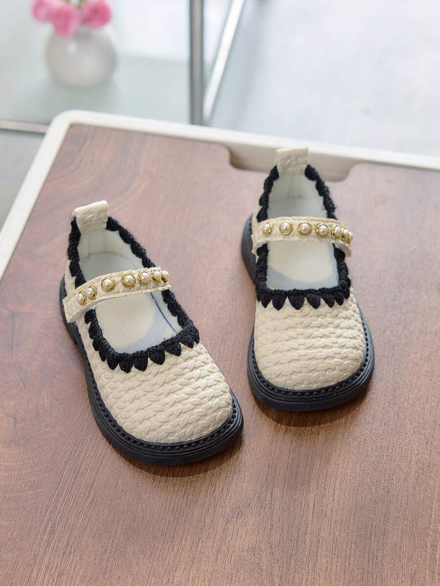 1 Pair Girls' Popular Loafers, New Arrival Autumn, British Style Children's Slip-On Soft Bottom Anti-Slip Moccasins, - White - View 1