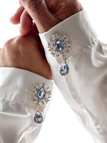 1 st/2 st manschettknappar med diamanter för skjortor, vintageknappar, klädaccessoarer, present, alla hjärtans dag-dekoration - Guld - Visa 5