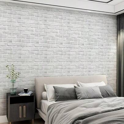 1 Roll Self-Adhesive White Brick Pattern Wallpaper - Waterproof Pvc Texture Wallpaper, Realistic Brick Pattern, Oil Resistant And Removable Wallpaper, Suitable For Kitchen, Bathroom, Living Room - Easy To Install, White Elegant Brick Pattern Can Be Freely Matched And Cut Make Your Beloved Home Look Brand New. Available In Various Sizes Including 45cm * 500cm/300cm/100cm, You Can Choose From Brick Patterned Wallpaper