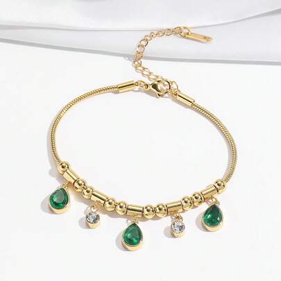 Gold-Tone Zirconia Waist Chain Necklace, Colorful Zirconia Necklace, Luxury Elegant New Year Jewelry, Suitable For Weddings, Romantic Gifts, Daily Wear