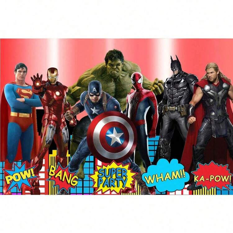Cartoon Spider-Man And His Surprising Friends Theme Birthday Background Cloth, Children's Marvel Happy Birthday Background Banner, Birthday Party Decorations, Suitable For Spider-Man Themed Birthday Party, Comic Theme Celebration, Independence Day, Graduation Ceremony Or Superhero Themed Birthday Party. - Set - View 18